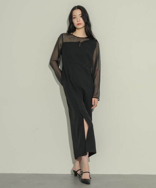 NEUNA（ヌナ）の「シアーアシメペンシルワンピース（ワンピース・レディース・ブラック・LARGE/MEDIUM）」の2枚目の写真