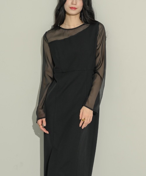 NEUNA（ヌナ）の「シアーアシメペンシルワンピース（ワンピース・レディース・ブラック・LARGE/MEDIUM）」の9枚目の写真