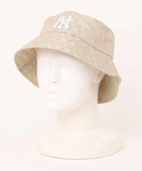 MLB（メジャーリーグベースボール）の「MLB /【MLB】日本未発売モデル MLB korea エムエルビー コリア 総柄 モノグラム バケットハット 刺繍 / 32CPHE111（ハット・レディース・ベージュ/ブラック・FREE）」の7枚目の写真