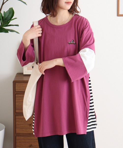 tシャツ EMAGO 配色切替えチュニック レディース EMAGO 配色切替えチュニック（Tシャツ/カットソー）｜Emago