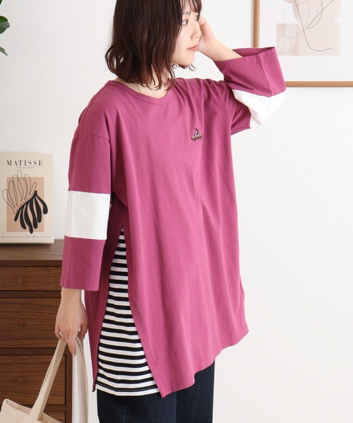 Emago（イマゴ）の「EMAGO 配色切替えチュニック（Tシャツ/カットソー・レディース・パープル/ホワイト/ブラック・FREE）」の13枚目の写真