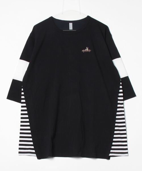 Emago（イマゴ）の「EMAGO 配色切替えチュニック（Tシャツ/カットソー・レディース・パープル/ホワイト/ブラック・FREE）」の16枚目の写真