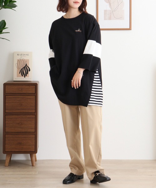 Emago（イマゴ）の「EMAGO 配色切替えチュニック（Tシャツ/カットソー・レディース・パープル/ホワイト/ブラック・FREE）」の11枚目の写真