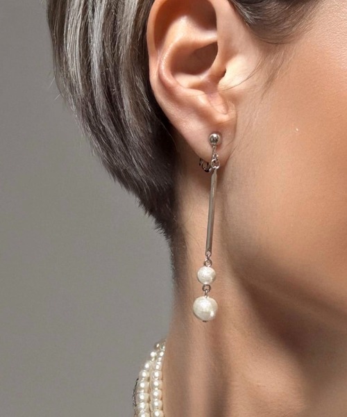 tone(トーン)の「【As】【金属アレルギー対応】NO.172 コットンパール ロングスティックイヤリング(ニッケルフリー)(MA)(イヤリング・レディース・ゴールド系2/シルバー系2/シルバー/ゴールド/ゴールド系3/シルバー系3・FREE)」の3枚目の写真