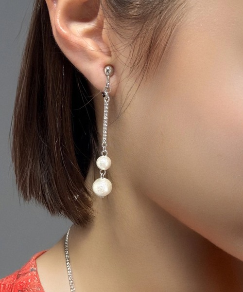 tone(トーン)の「【As】【金属アレルギー対応】NO.172 コットンパール ロングスティックイヤリング(ニッケルフリー)(MA)(イヤリング・レディース・ゴールド系2/シルバー系2/シルバー/ゴールド/ゴールド系3/シルバー系3・FREE)」の4枚目の写真