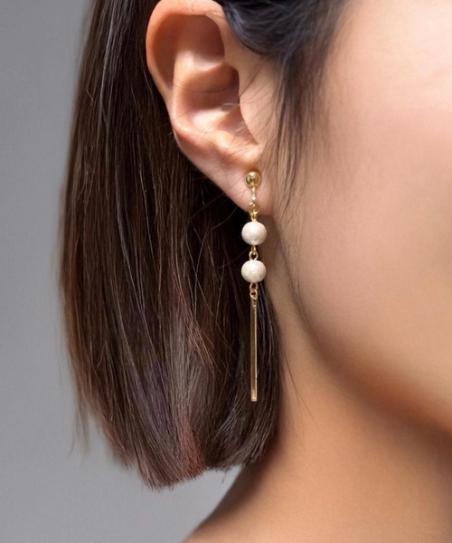 tone(トーン)の「【As】【金属アレルギー対応】NO.172 コットンパール ロングスティックイヤリング(ニッケルフリー)(MA)(イヤリング・レディース・ゴールド系2/シルバー系2/シルバー/ゴールド/ゴールド系3/シルバー系3・FREE)」の1枚目の写真