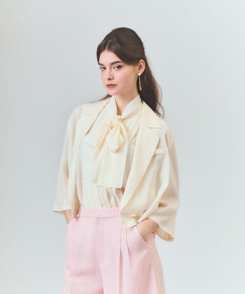 GRACE CLASS（グレースクラス）の「リネンライクシアージャケット（その他アウター・レディース・ブラック/ピンク/キナリ・36/38）」の9枚目の写真