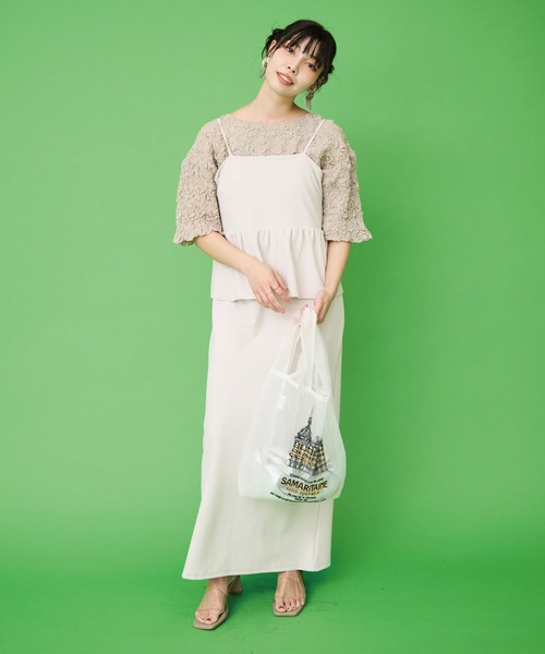 JETSET SOLO PLUS （ジェットセットソロプラス）の「【FONT LAB】カットジョーゼットペプラムキャミワンピース（ワンピース・レディース・モカ/アイボリー/ブラック・FREE）」の2枚目の写真