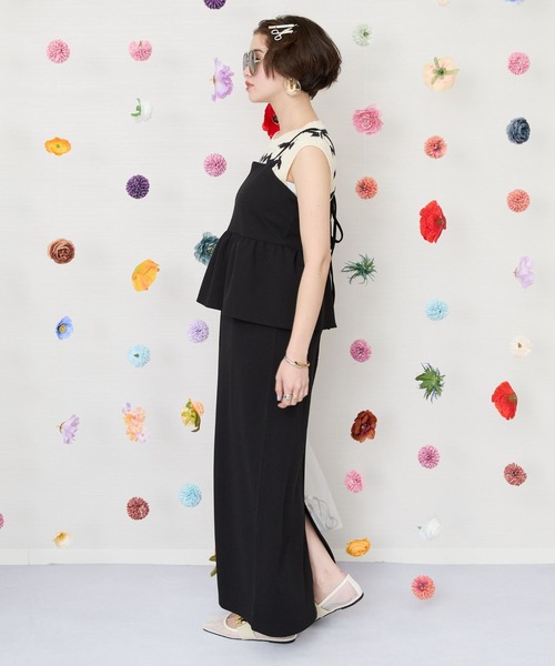 JETSET SOLO PLUS （ジェットセットソロプラス）の「【FONT LAB】カットジョーゼットペプラムキャミワンピース（ワンピース・レディース・モカ/アイボリー/ブラック・FREE）」の14枚目の写真