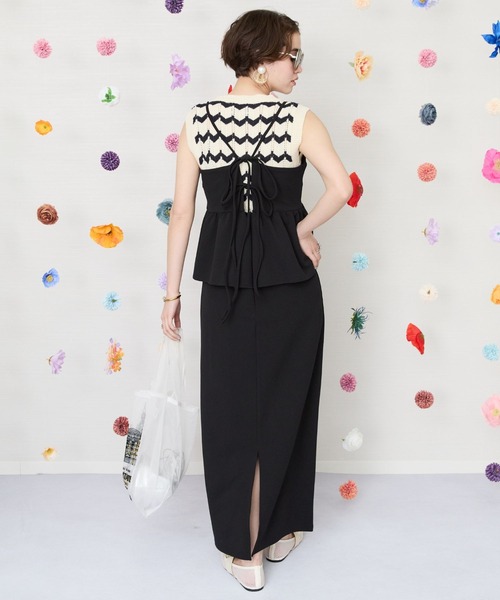 JETSET SOLO PLUS （ジェットセットソロプラス）の「【FONT LAB】カットジョーゼットペプラムキャミワンピース（ワンピース・レディース・モカ/アイボリー/ブラック・FREE）」の15枚目の写真