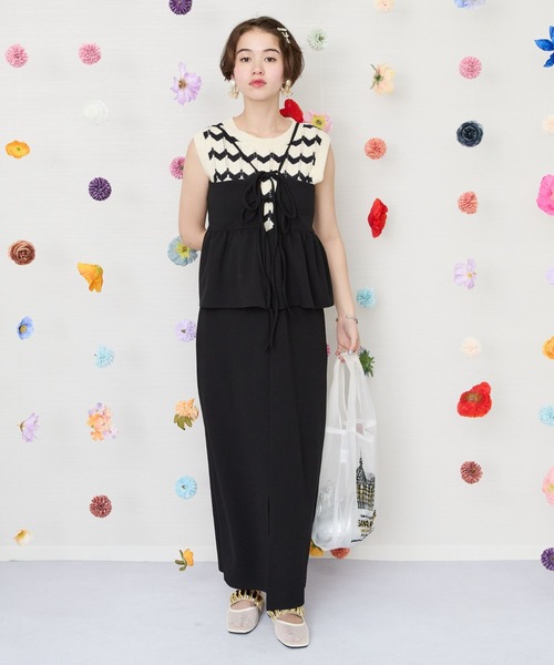 JETSET SOLO PLUS （ジェットセットソロプラス）の「【FONT LAB】カットジョーゼットペプラムキャミワンピース（ワンピース・レディース・モカ/アイボリー/ブラック・FREE）」の17枚目の写真