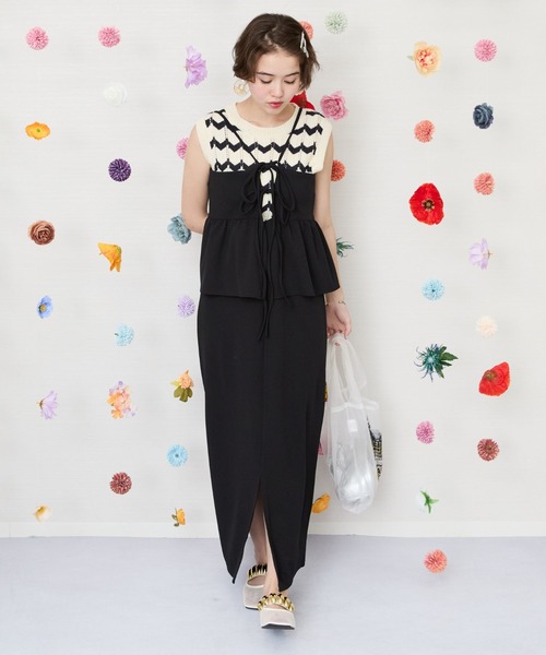 JETSET SOLO PLUS （ジェットセットソロプラス）の「【FONT LAB】カットジョーゼットペプラムキャミワンピース（ワンピース・レディース・モカ/アイボリー/ブラック・FREE）」の18枚目の写真