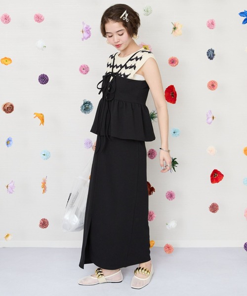 JETSET SOLO PLUS （ジェットセットソロプラス）の「【FONT LAB】カットジョーゼットペプラムキャミワンピース（ワンピース・レディース・モカ/アイボリー/ブラック・FREE）」の19枚目の写真