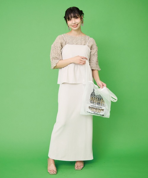 JETSET SOLO PLUS （ジェットセットソロプラス）の「【FONT LAB】カットジョーゼットペプラムキャミワンピース（ワンピース・レディース・モカ/アイボリー/ブラック・FREE）」の8枚目の写真