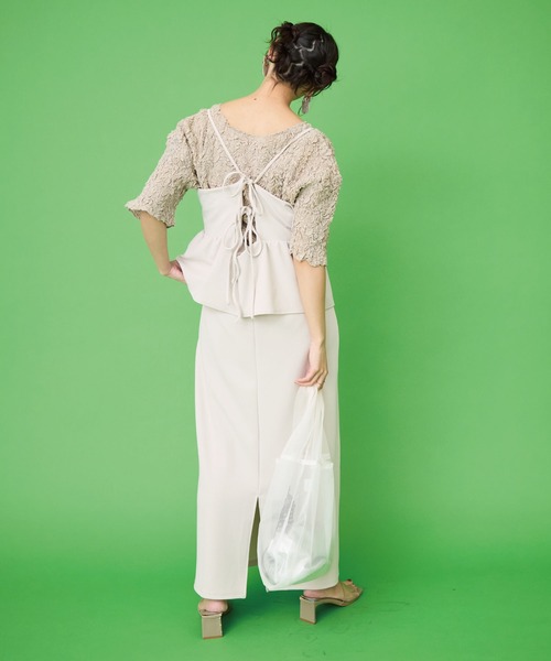 JETSET SOLO PLUS （ジェットセットソロプラス）の「【FONT LAB】カットジョーゼットペプラムキャミワンピース（ワンピース・レディース・モカ/アイボリー/ブラック・FREE）」の10枚目の写真