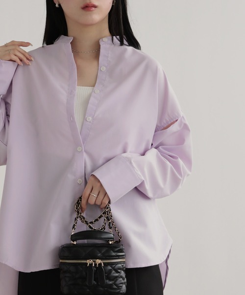 nouvellemoi(ヌーベルモイ)の「ショルダースリットバンドカラーシャツ(シャツ/ブラウス・レディース・ホワイト/ブルー/ラベンダー・FREE)」の12枚目の写真