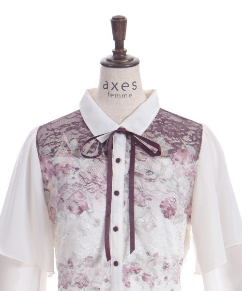 axes femme(アクシーズファム)の「フラワーパネルプリントレースワンピース(ワンピース・レディース・ワイン/サックスブルー/ネイビー・FREE)」の15枚目の写真