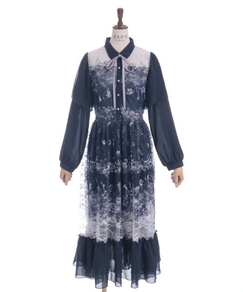 axes femme(アクシーズファム)の「フラワーパネルプリントレースワンピース(ワンピース・レディース・ワイン/サックスブルー/ネイビー・FREE)」の21枚目の写真