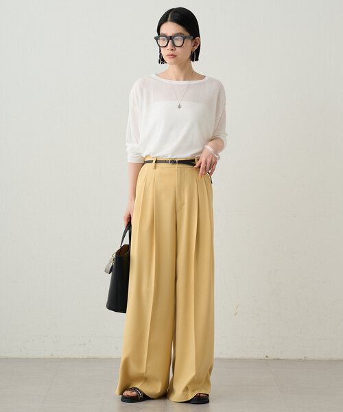 LOUNGEDRESS(ラウンジドレス)の「シアーオーバーロンT(Tシャツ/カットソー・レディース・ピンク/オフホワイト/ブラック・FREE)」の4枚目の写真