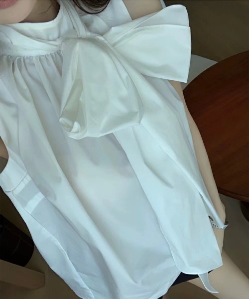 Ada.(エイダ)の「ビックリボン ボウタイ付 ノースリーブ ブラウス(シャツ/ブラウス・レディース・ホワイト/ブラック/ブルー・FREE)」の21枚目の写真