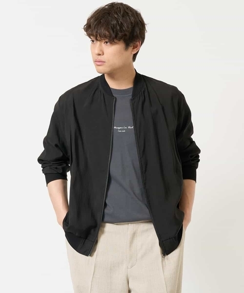 a.v.v（アーヴェヴェ）の「【洗濯機で洗える】シアーリブブルゾン（ブルゾン・メンズ・ネイビー/ブラック・46/48/50）」の2枚目の写真