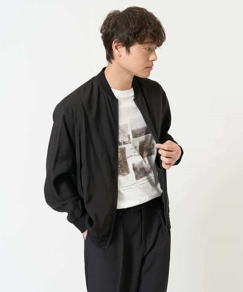 a.v.v（アーヴェヴェ）の「【洗濯機で洗える】シアーリブブルゾン（ブルゾン・メンズ・ネイビー/ブラック・46/48/50）」の4枚目の写真