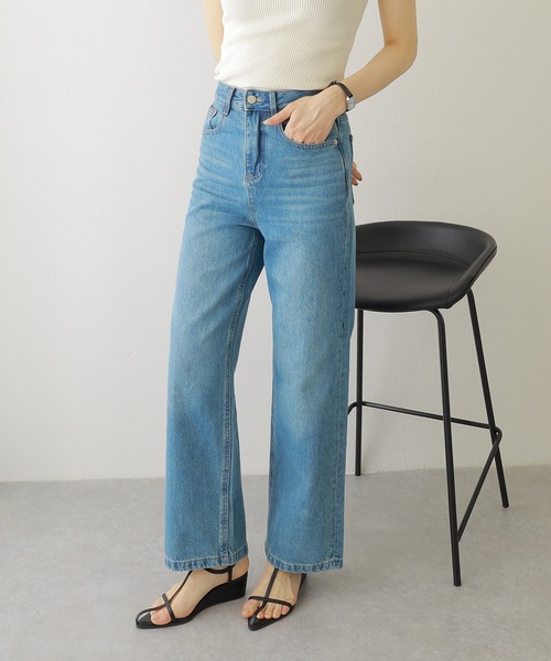 LAULEN（ローレン）の「washed straight denim pants /ウォッシュ加工 ハイウエスト ストレート デニム パンツ（デニムパンツ・レディース・ブルー・M/S）」の7枚目の写真