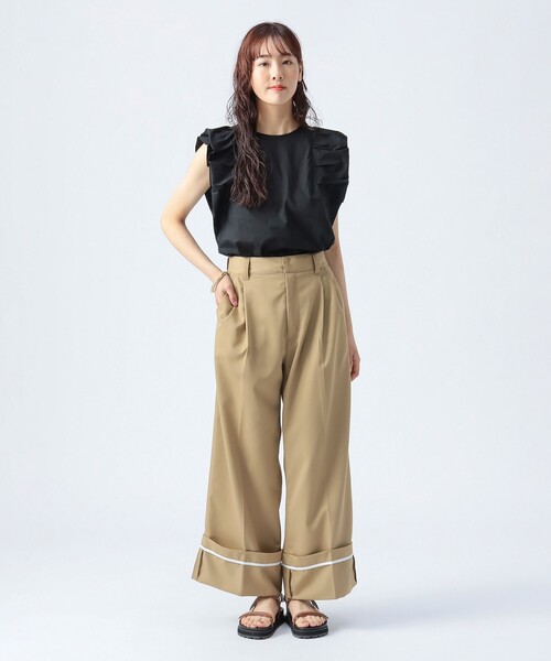BEAMS HEART(ビームスハート)の「ターンバック ワイド スラックス(S~M)(スラックス・レディース・ブラック系その他2/チャコールグレー/ベージュ・SMALL/MEDIUM)」の11枚目の写真