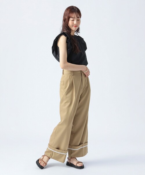 BEAMS HEART(ビームスハート)の「ターンバック ワイド スラックス(S~M)(スラックス・レディース・ブラック系その他2/チャコールグレー/ベージュ・SMALL/MEDIUM)」の12枚目の写真