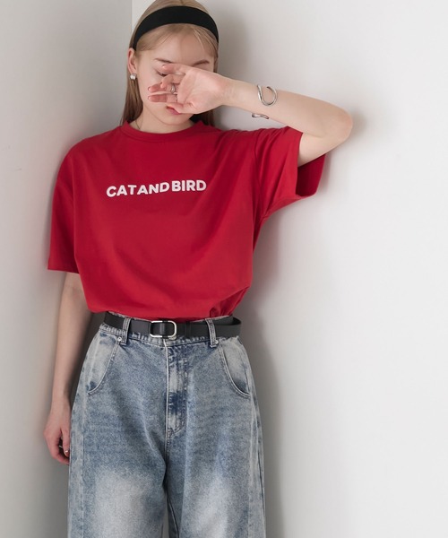 forksy.(フォルクシー)の「【forksy.】フロッキーロゴプリントTシャツ(Tシャツ/カットソー・レディース・チャコールグレー/アイボリー/レッド/ネイビー・FREE)」の4枚目の写真
