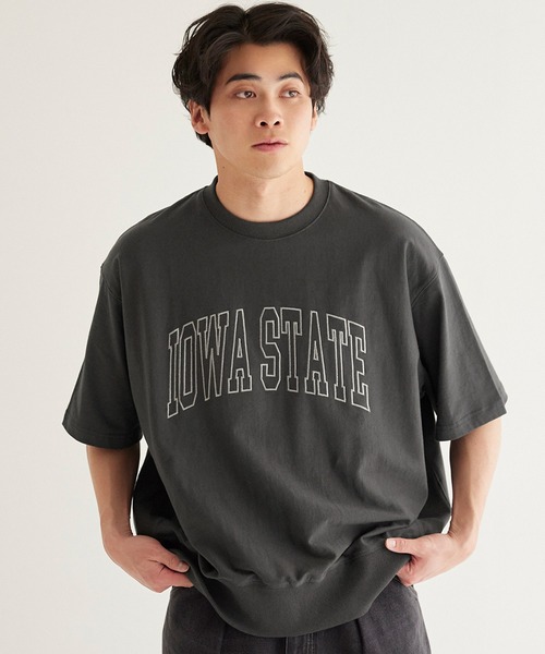 coca(coca)(コカ)の「アーチロゴ刺繍スウェットT(Tシャツ/カットソー・メンズ・チャコール/テラコッタ/ライトグレー/ダークグリーン・XL/M/L)」の3枚目の写真
