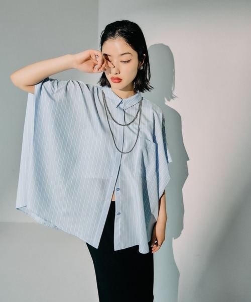 新品 25SS W WRAP SHIRT CAMISOLE セール】サラキレ5分袖ポンチョ 242899（シャツ/ブラウス）｜LEPSIM