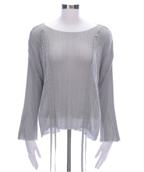 clear（クリア）の「透かし編みシャーリングトップス[韓国ファッション レイヤード ドロスト]≪SS新作≫（ニット/セーター・レディース・グレー/ベージュ/ブラック/ボルドー/カーキ・F）」の21枚目の写真