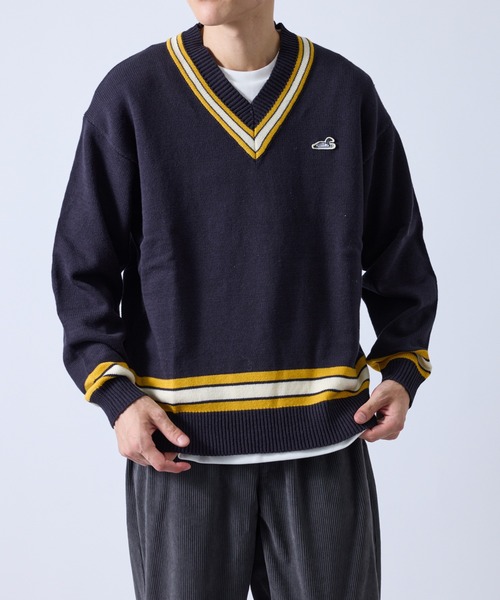  j.n.r.d（ジェー・エヌ・アール・ディー）の「RED EYE DUCKチルデンニット（ニット/セーター・メンズ・ネイビー/オフホワイト・L/M/LL）」の2枚目の写真