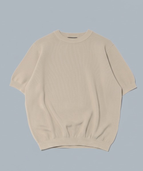 Rinascente(リナシェンテ)の「【Rinascente/リナシェンテ】Cervo 半袖 クルー ニット ドライタッチ 洗濯可(ニット/セーター・メンズ・ミント/グレイッシュベージュ/インディゴブルー/ネイビー/ブラウン/アイボリー/ブラック/マスタード・X-LARGE/LARGE/MEDIUM/SMALL)」の5枚目の写真