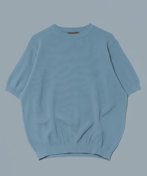Rinascente(リナシェンテ)の「【Rinascente/リナシェンテ】Cervo 半袖 クルー ニット ドライタッチ 洗濯可(ニット/セーター・メンズ・ミント/グレイッシュベージュ/インディゴブルー/ネイビー/ブラウン/アイボリー/ブラック/マスタード・X-LARGE/LARGE/MEDIUM/SMALL)」の7枚目の写真