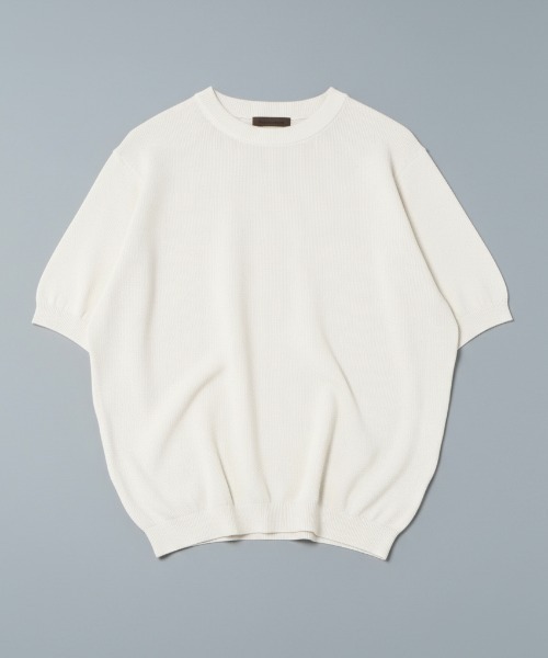 Rinascente(リナシェンテ)の「【Rinascente/リナシェンテ】Cervo 半袖 クルー ニット ドライタッチ 洗濯可(ニット/セーター・メンズ・ミント/グレイッシュベージュ/インディゴブルー/ネイビー/ブラウン/アイボリー/ブラック/マスタード・X-LARGE/LARGE/MEDIUM/SMALL)」の2枚目の写真