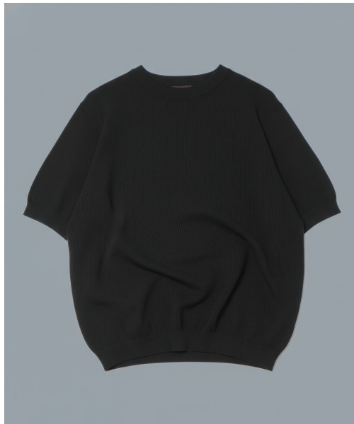 Rinascente(リナシェンテ)の「【Rinascente/リナシェンテ】Cervo 半袖 クルー ニット ドライタッチ 洗濯可(ニット/セーター・メンズ・ミント/グレイッシュベージュ/インディゴブルー/ネイビー/ブラウン/アイボリー/ブラック/マスタード・X-LARGE/LARGE/MEDIUM/SMALL)」の3枚目の写真