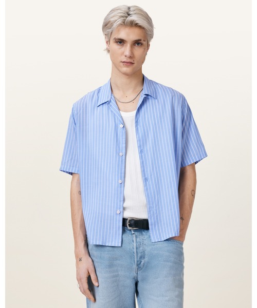 ALLSAINTS(オールセインツ)の「ARRAN SHORT SLEEVE SHIRT | ARRAN 半袖 シャツ(シャツ/ブラウス・メンズ・ブルー系その他・XS/S/M/L)」の1枚目の写真