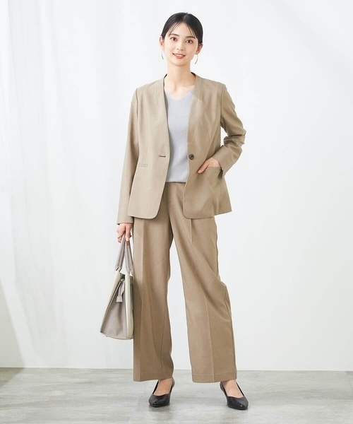 a.v.v（アーヴェヴェ）の「【洗える/イージーケア/UVカット/接触冷感/吸水速乾】サマーストレッチノーカラージャケット（ノーカラージャケット・レディース・ネイビー/ベージュ/ライトグレー・36/34/40/38/42）」の6枚目の写真