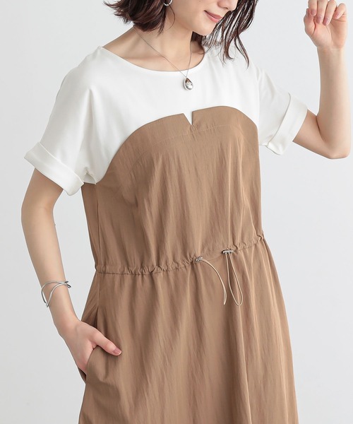 n'OrLABEL(ノアールレーベル)の「異素材ドッキングビスチェワンピース(ワンピース・レディース・モカ/ブラック/チャコール・2/1)」の6枚目の写真