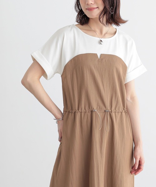 n'OrLABEL(ノアールレーベル)の「異素材ドッキングビスチェワンピース(ワンピース・レディース・モカ/ブラック/チャコール・2/1)」の7枚目の写真