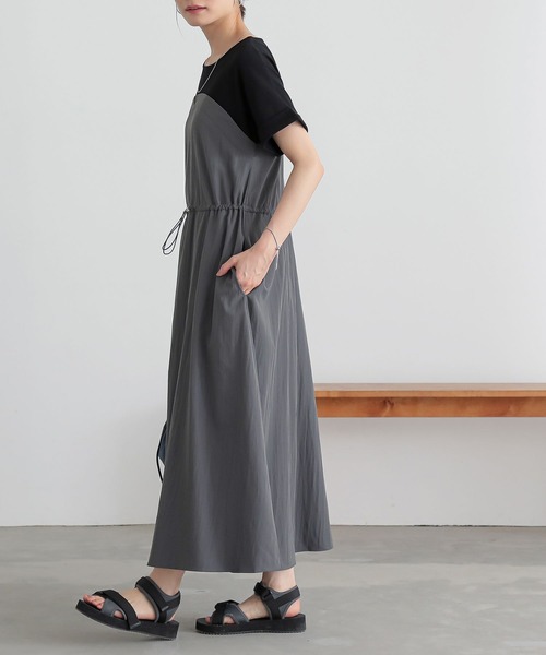 n'OrLABEL(ノアールレーベル)の「異素材ドッキングビスチェワンピース(ワンピース・レディース・モカ/ブラック/チャコール・2/1)」の20枚目の写真