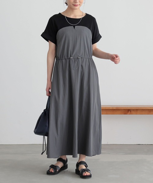 n'OrLABEL(ノアールレーベル)の「異素材ドッキングビスチェワンピース(ワンピース・レディース・モカ/ブラック/チャコール・2/1)」の22枚目の写真