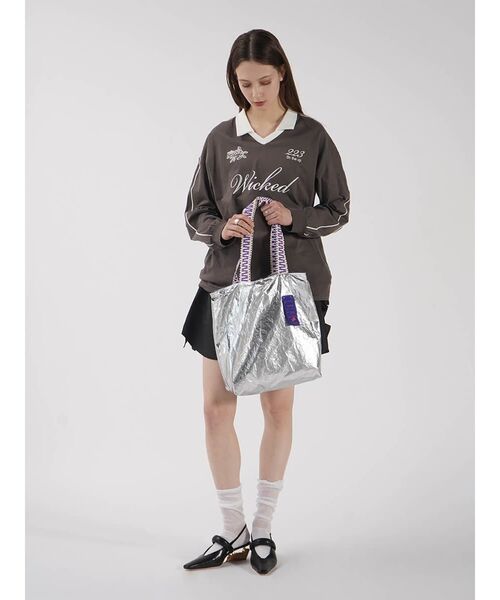 :ETHROF(イーサオブ)の「LONG SLEEVE GAME T-SHIRT(Tシャツ/カットソー・レディース・オフホワイト/チャコール・FREE)」の12枚目の写真