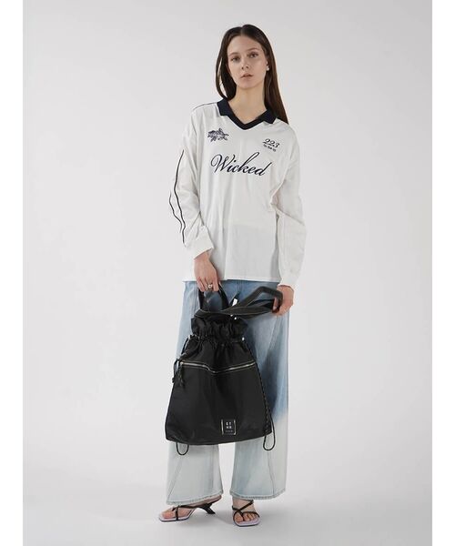 :ETHROF(イーサオブ)の「LONG SLEEVE GAME T-SHIRT(Tシャツ/カットソー・レディース・オフホワイト/チャコール・FREE)」の13枚目の写真