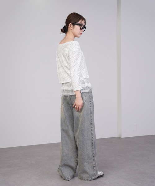 RAY CASSIN(レイカズン)の「【ウエスト調節可】サイド切替ワイドデニムパンツ(デニムパンツ・レディース・ブルー/スカイブルー/グリーン系その他2/ベージュ/ブラウン系その他2・FREE)」の19枚目の写真