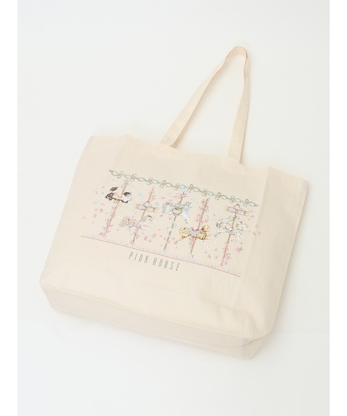 PINK HOUSE（ピンクハウス）の「メリーゴーラウンドプリントバッグ（トートバッグ・レディース・キナリ/ブラック・フリー）」の7枚目の写真