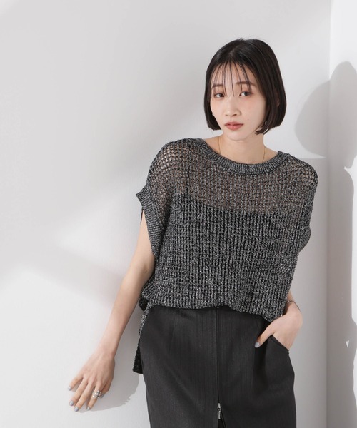 セール】ラメメッシュノースリーブニット (セットアップ可)（ニット