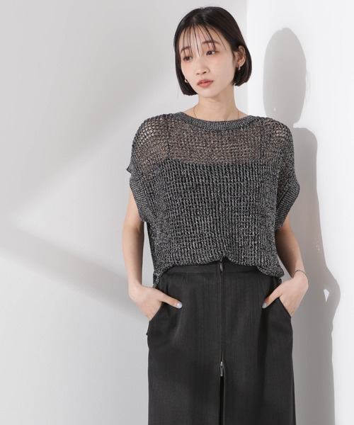 NANO universe（ナノユニバース）の「ラメメッシュノースリーブニット (セットアップ可)（ニット/セーター・レディース・グレー/ブラック/ベージュ・FREE）」の21枚目の写真